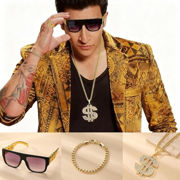 Hip Hop Costume Kit Accessories 80s 90s Rapper Outfits Party Supplies main image 4